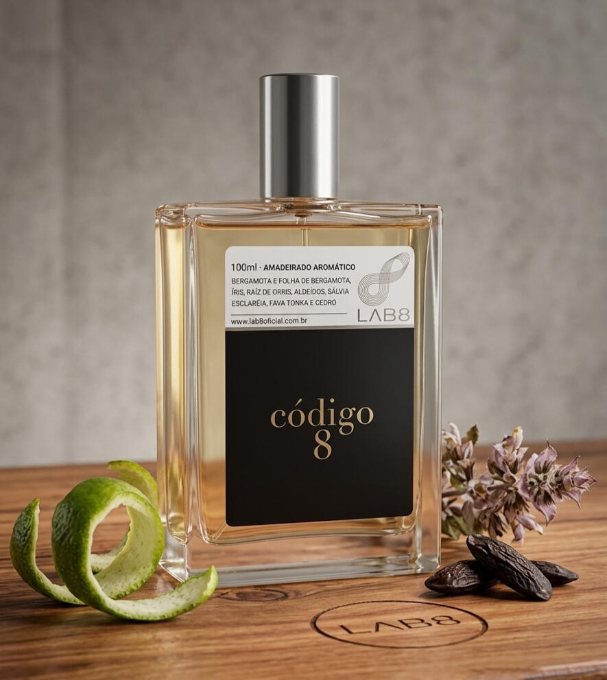 Lab8 Código 8 Ideal para quem procura um perfume elegante, versátil e excelente para o dia a dia.